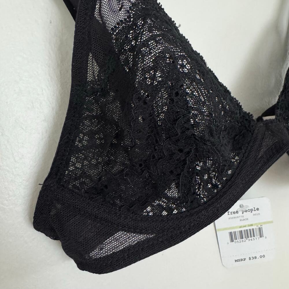 Free People Lace Triangle Bra in Black - Picture 3 of 6